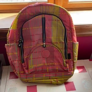 Kipling pink yellow backpack